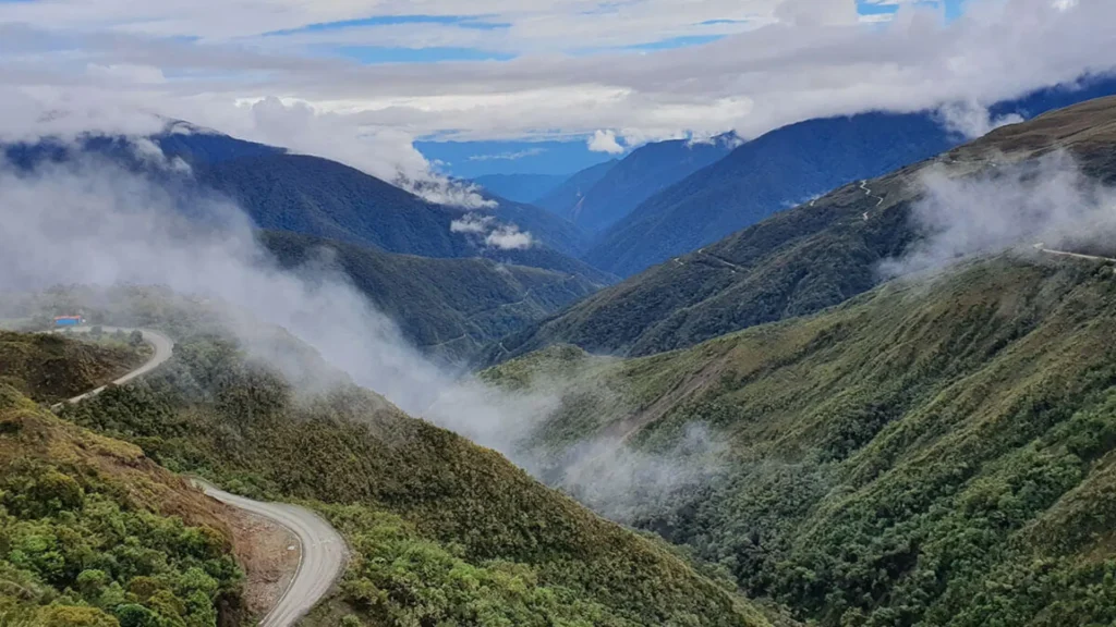 Foggy sunrise in the cloud forest of Manu National Park.