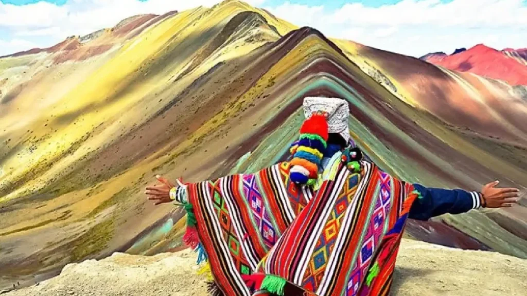 Landscape of Vinicunca Rainbow Mountain in Cusco Peru