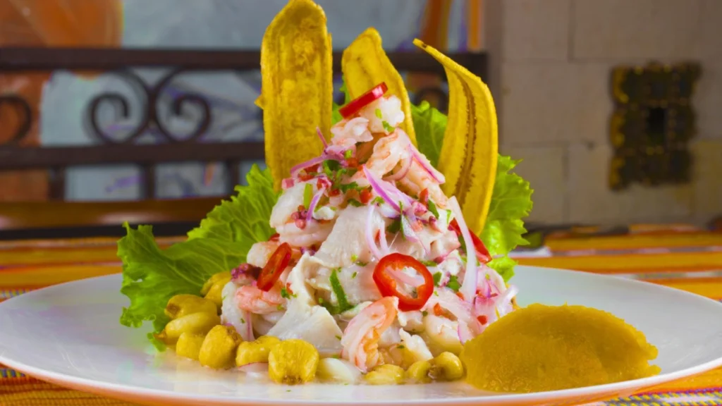 Culinary tour in Peru featuring a gourmet ceviche dish in Lima.