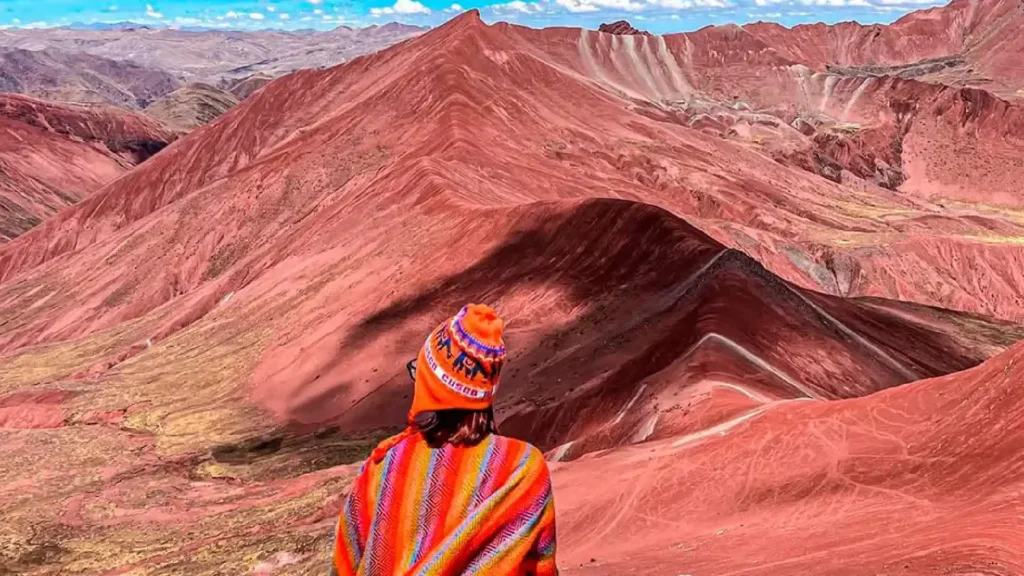 View of the spectacular Red Valley near Rainbow Mountain